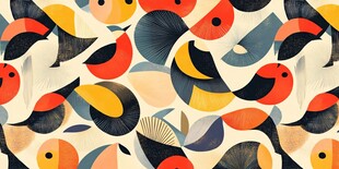 多彩几何小鸟图案背景