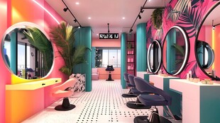 多彩时尚美甲美发店空间