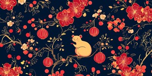 鼠年花卉喜庆图案背景