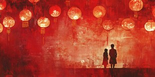 红灯笼下的温馨亲子时光