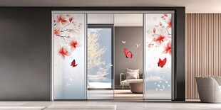 花朵蝴蝶装饰的精美移门