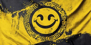 笑脸图案黄黑风抽象背景