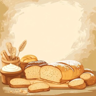 美味面包烘焙食品插画