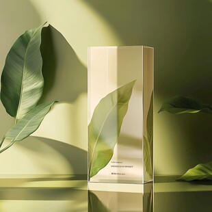 绿植环绕的精致透明包装盒