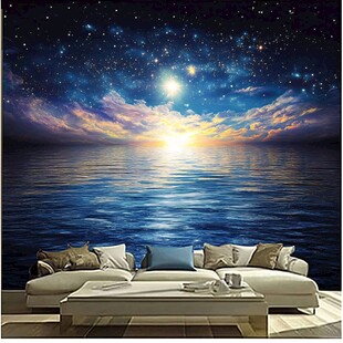 梦幻星空海景客厅背景墙