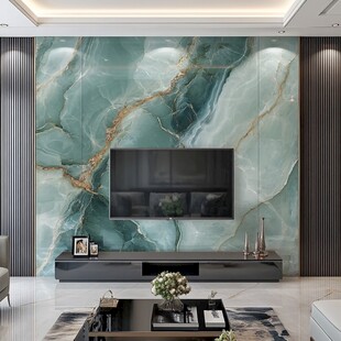 轻奢风绿玉石电视背景墙