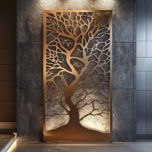 金属树纹艺术屏风设计