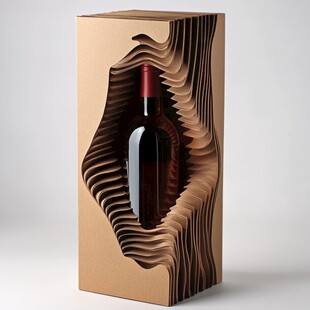 创意波纹纸质红酒包装盒