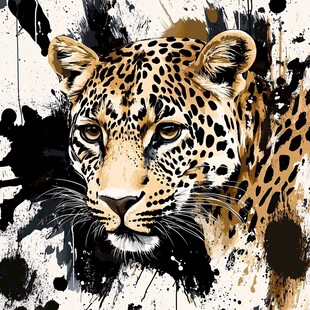 豹之魅力 水墨风格动物插画