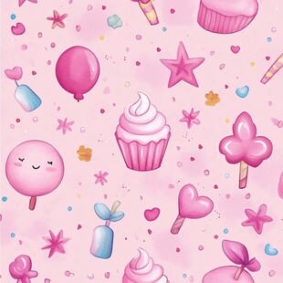 粉色甜蜜糖果蛋糕图案背景