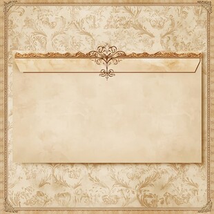 复古花纹背景的空白信封