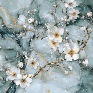 玉兰花大理石纹理装饰画