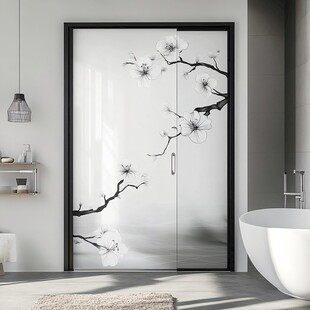 中式水墨风玻璃移门设计