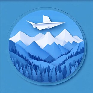 纸飞机飞越山川森林图景