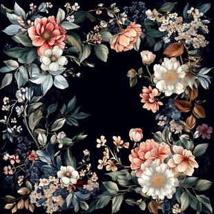 复古繁花边框图案设计