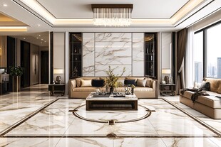 现代轻奢风豪华客厅空间