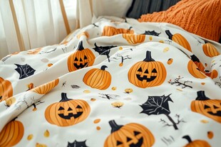 万圣节南瓜图案毛毯