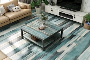 清新客厅的木质风茶几场景