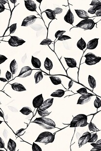 黑白枝叶图案无缝背景
