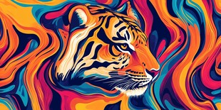 斑斓猛虎 奇幻色彩艺术画