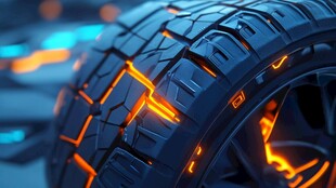 炫酷发光汽车轮胎特写