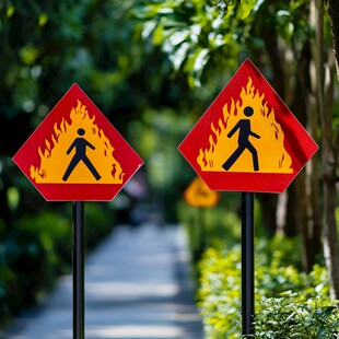 火焰行人警示标志