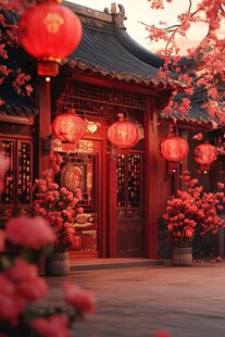 古宅红灯闹春景