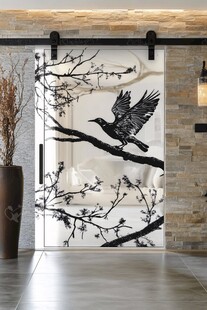 中式花鸟艺术移门设计