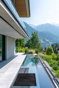 山间现代别墅户外泳池景观