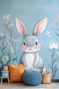 可爱兔子墙绘与温馨小物