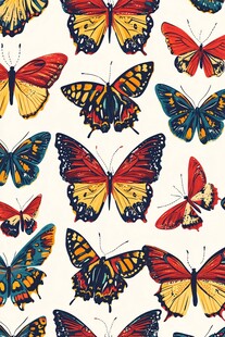 多彩蝴蝶图案无缝背景图