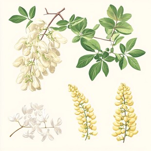 多彩花束植物插画素材