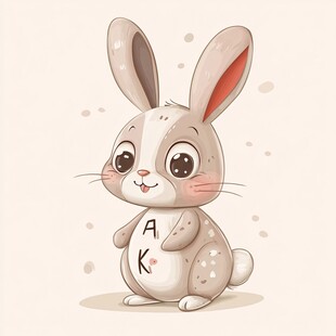可爱卡通小兔展示字母AK