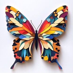 多彩立体折纸蝴蝶艺术作品