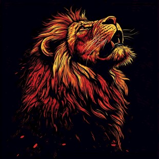 咆哮雄狮 火焰鬃毛的野性力量
