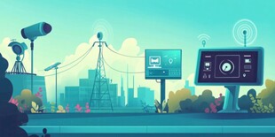 城市智能设施场景插画