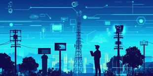 科技人员于通信设施前观测