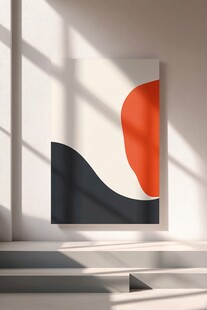 简约室内的抽象艺术挂画