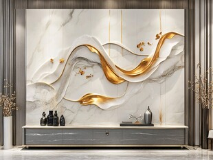 金纹山水电视背景墙设计