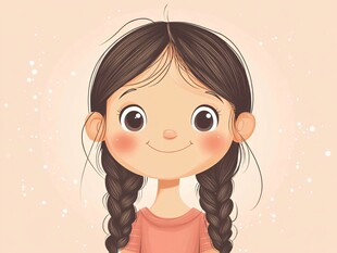 扎双辫的可爱卡通小女孩