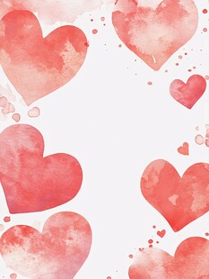 浪漫水彩爱心背景图