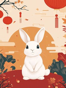 玉兔贺岁 秋景添福