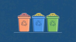 三色回收垃圾桶插画
