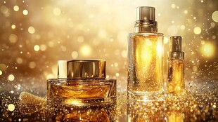 奢华金色系精美护肤化妆品