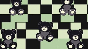 小熊棋盘格图案背景图