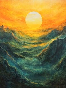 日出山海间壮丽油画景观