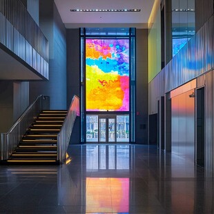 现代大厅绚丽彩色玻璃景观