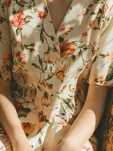 碎花连衣裙的优雅瞬间