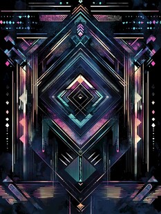 炫酷几何抽象霓虹艺术图案