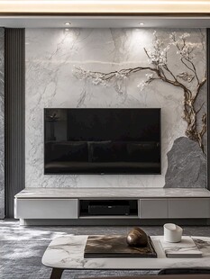现代简约风大理石电视背景墙